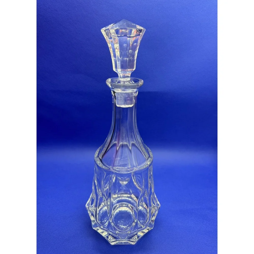 Vintage Bohemian Czech‎ Cut Clear Crystal Glass Wine Decanter